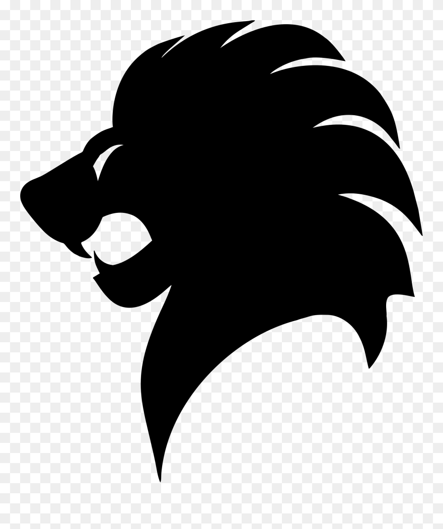Silhouette Woman Clip Art - Simple Lion Head Silhouette - Png Download