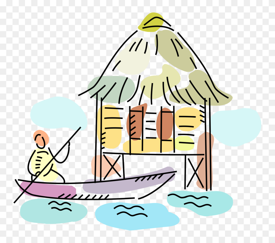 Vector Illustration Of Native Paddles Canoe Boat With Clipart