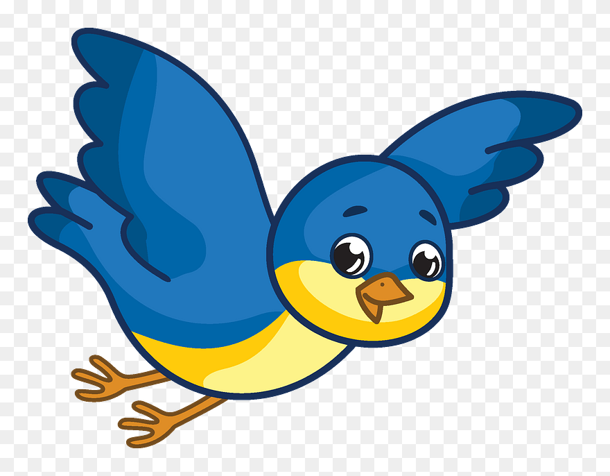 Flying Bluebird Clipart - Cartoon - Png Download