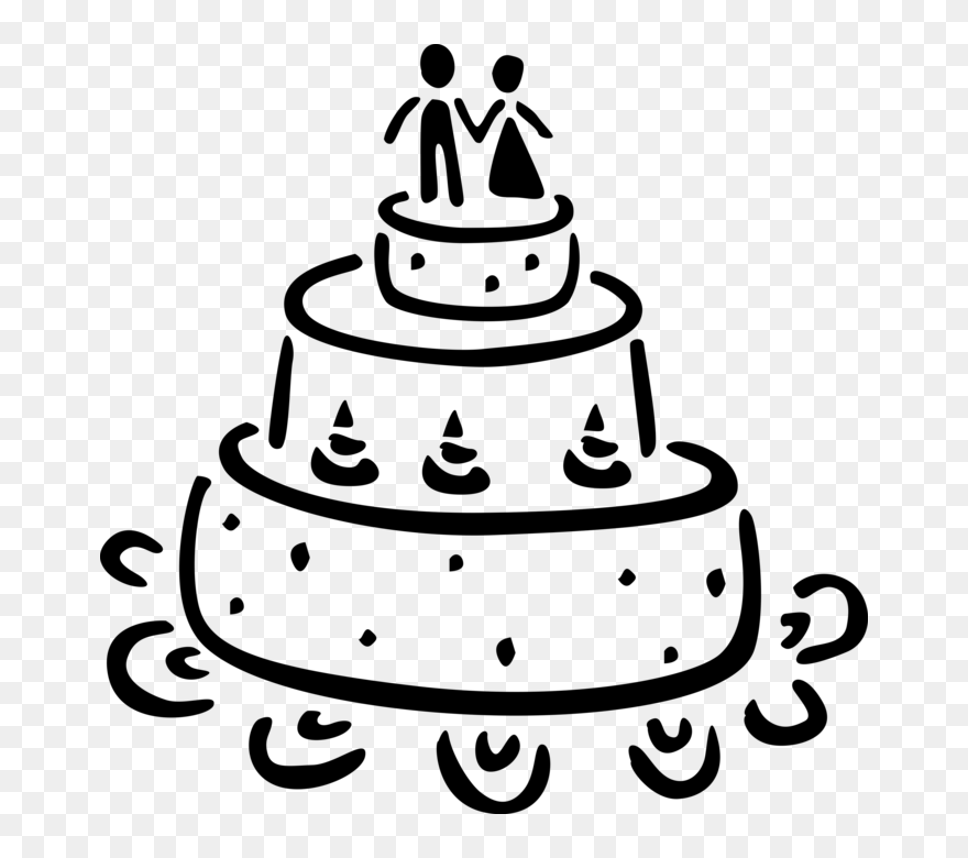 Vector Illustration Of Multi-tiered Wedding Cake Traditional - Wedding Cake Logo Vector Clipart