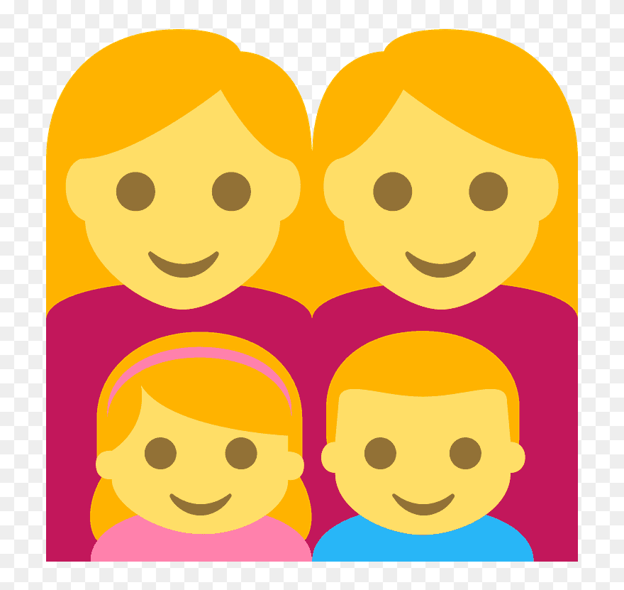 Woman, Woman, Girl, Boy Emoji Clipart - 👩 👩 👧 👧 Meaning - Png Download