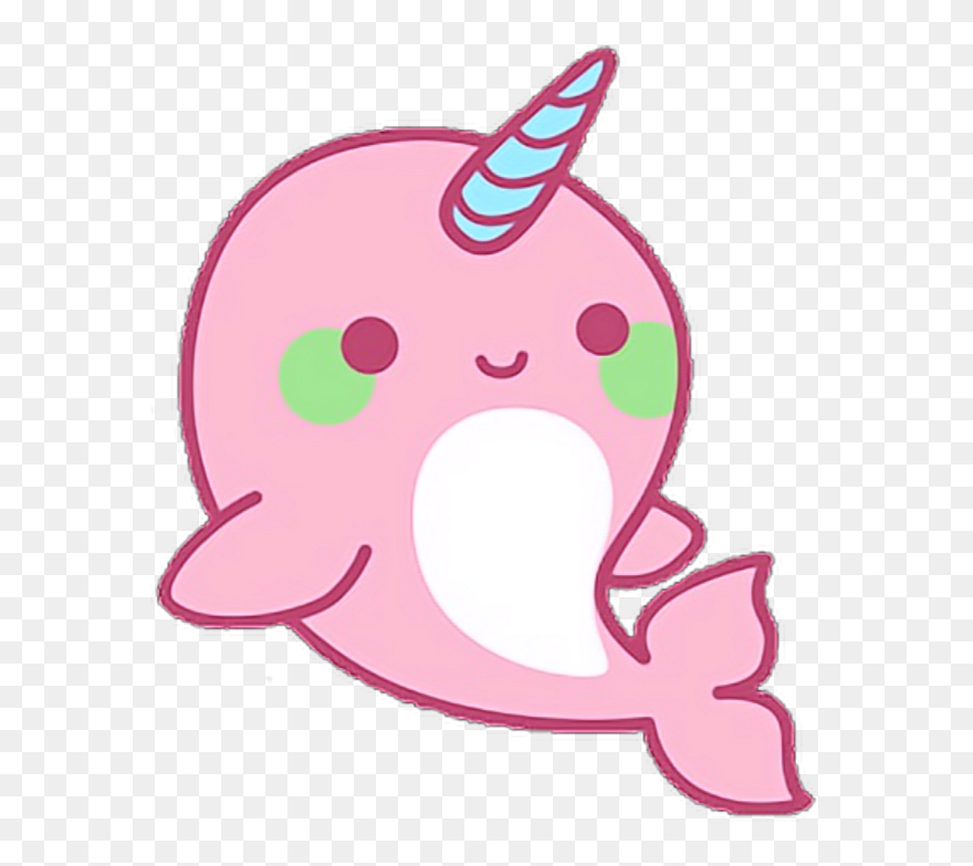 #whale #animal #unicorn #horn #cute - Kawaii Cute Drawings Of Animals Clipart