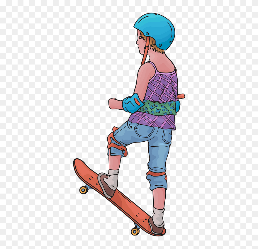 Little Girl Skateboarder Clipart - Skateboard Wheel - Png Download