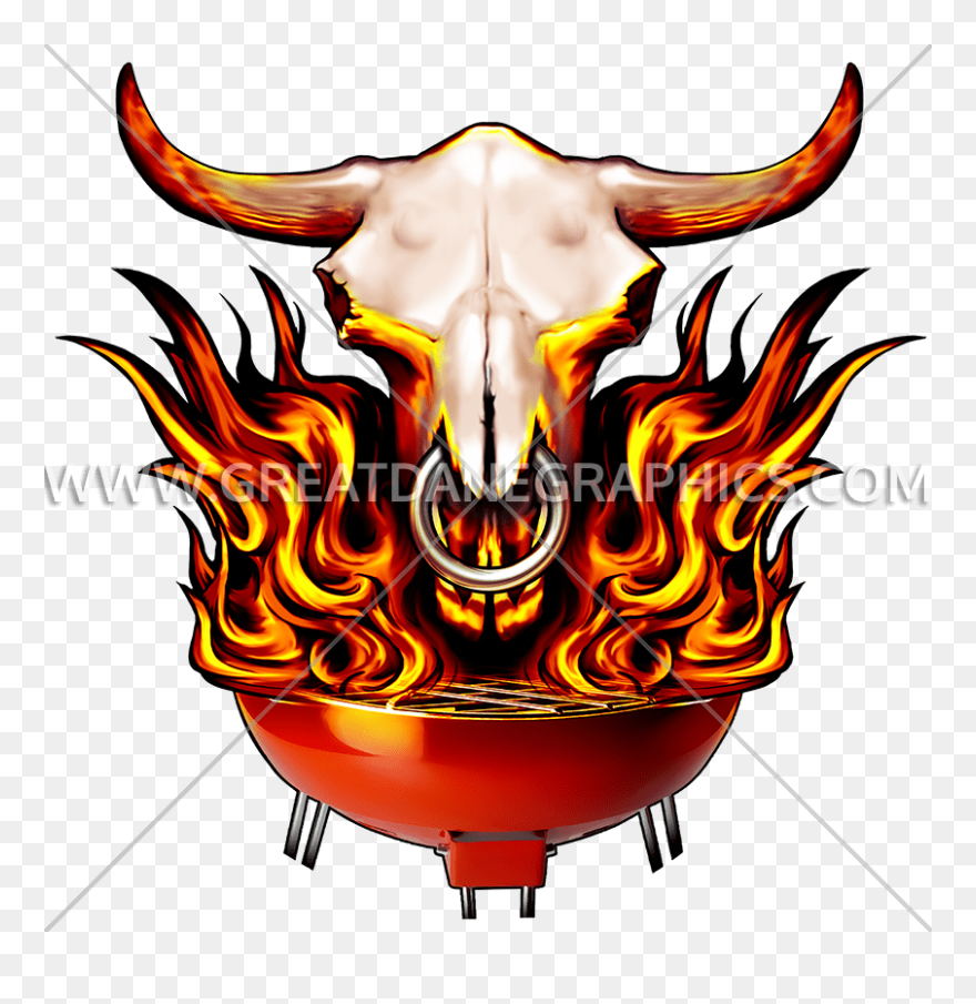 Flaming Skull Bbq Production - Flame Skull Photo Transparent Background Clipart