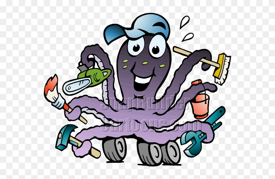 Mascot Vector Octopus - Handyman Clipart