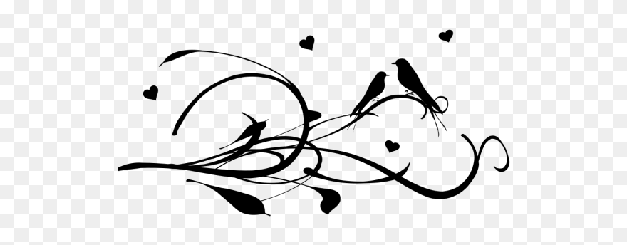 Love Birds On A Branch Small Scale Png Images - Clip Art Heart Vector Line Transparent Png