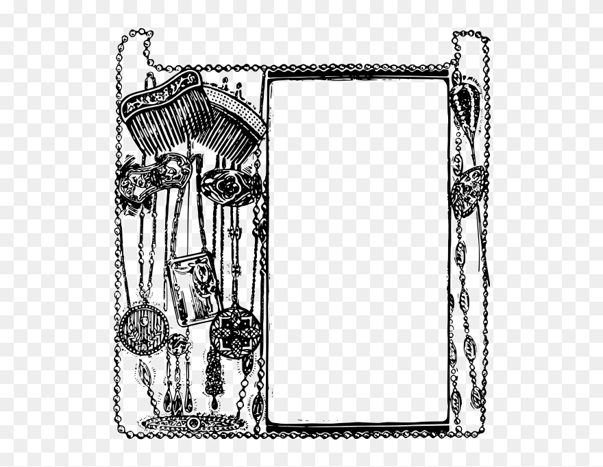 Combs Etc Frame - Line Art Clipart