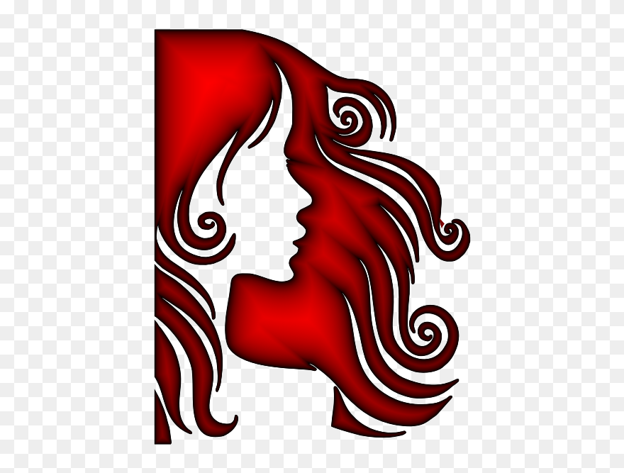 Red-haired Female - Clipart Woman Profile Silhouette - Png Download
