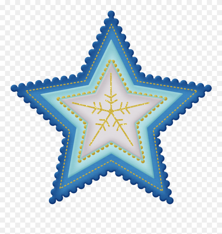 Jss Heavenly Star Flake Blue Light ~ - Red Christmas Star Clipart - Png Download