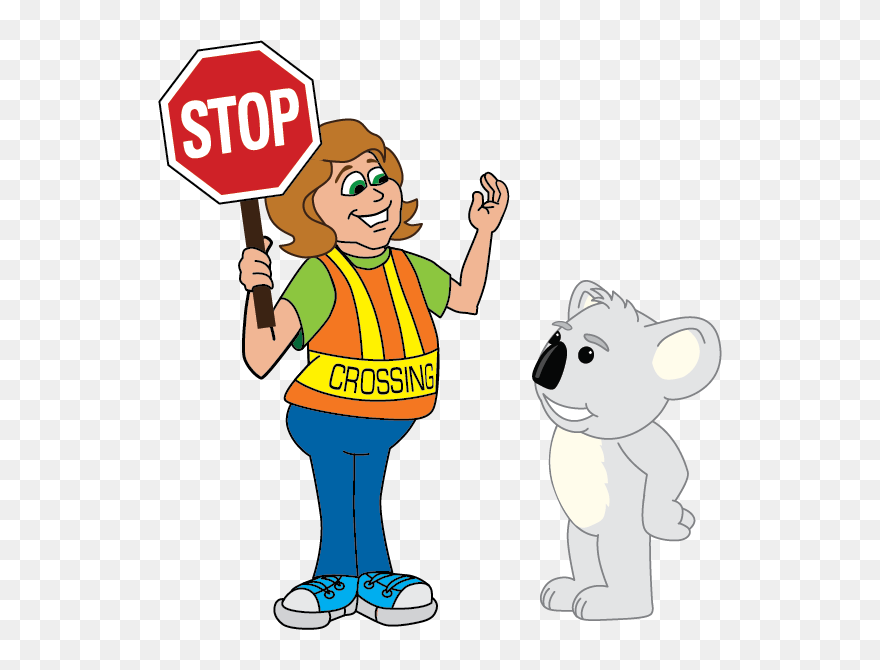 Crossing Guard With Koala - Stop Sign Clip Art - Png Download