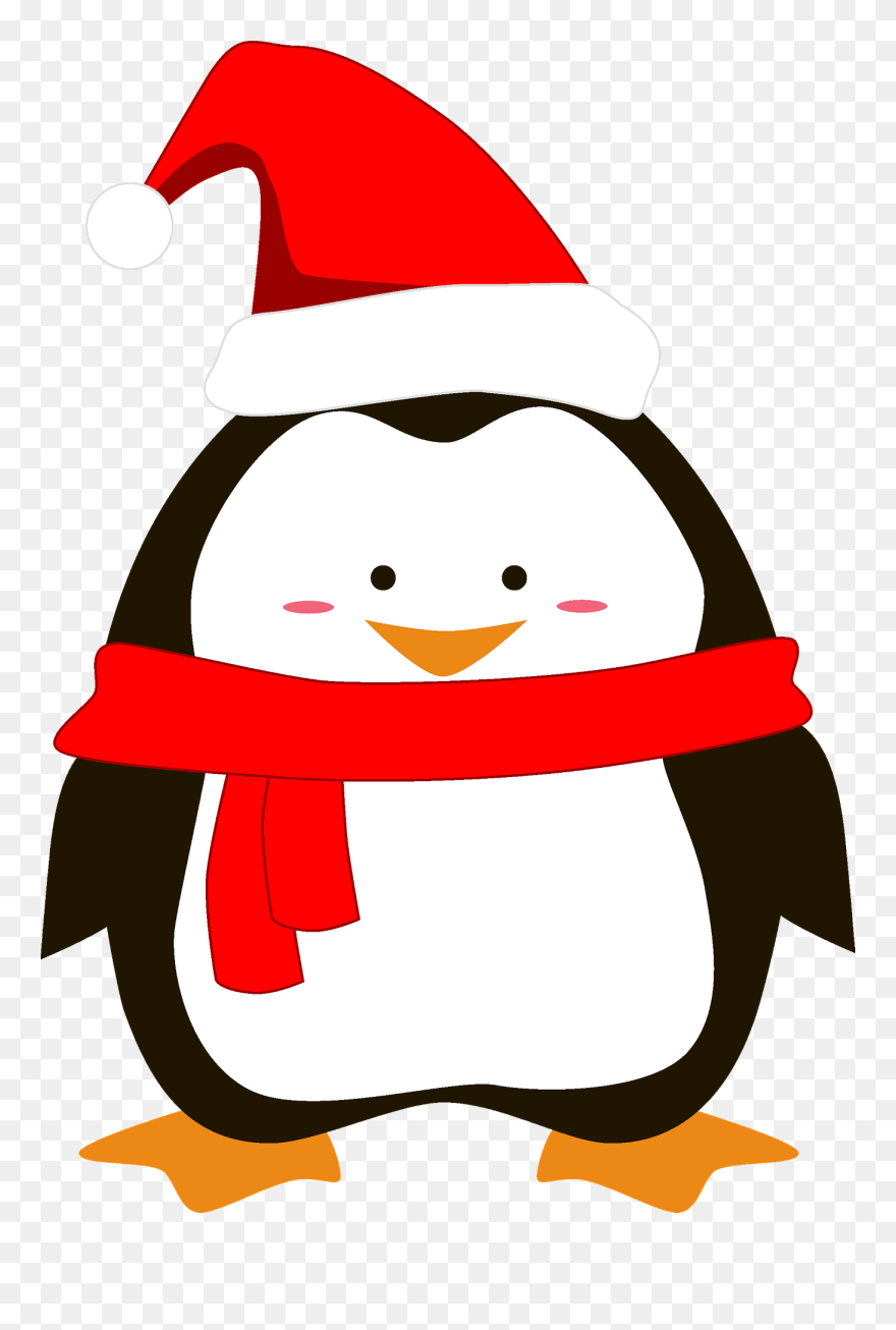 Christmas Penguin Clipart - Cartoon - Png Download