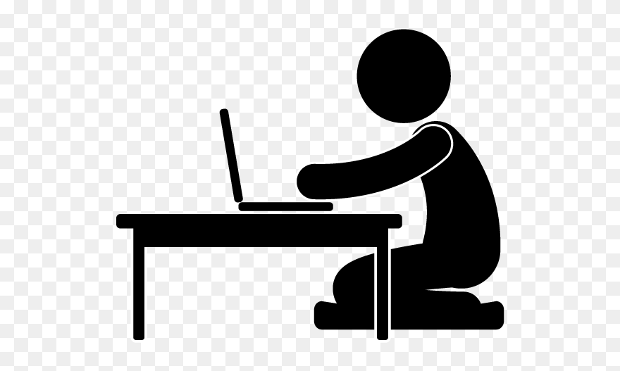 Working At Desk Clipart - Png Download