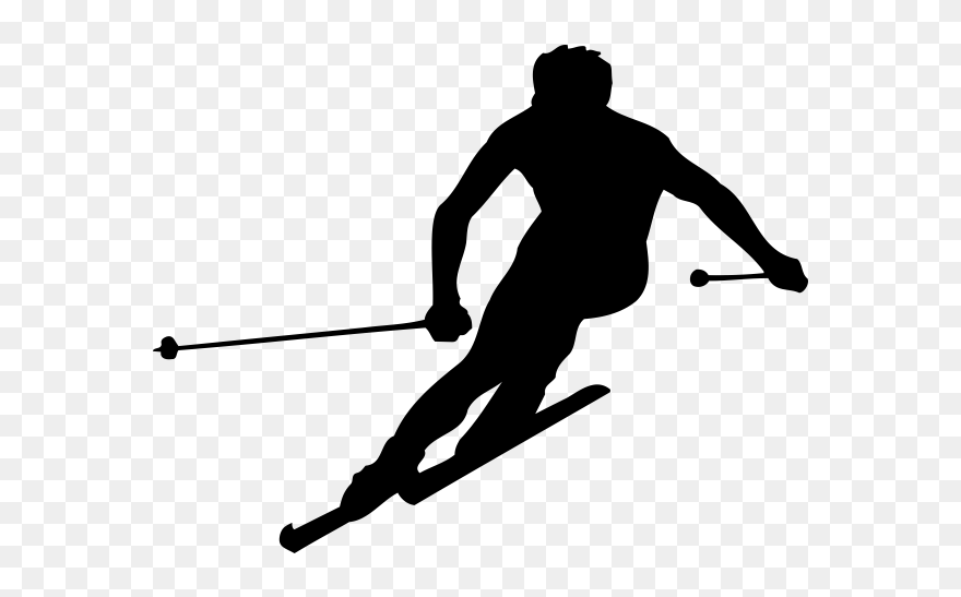 Cross-country Skiing Snowboarding Alpine Skiing - Alpine Skiing Black Silhouette Skier Clipart - Png Download