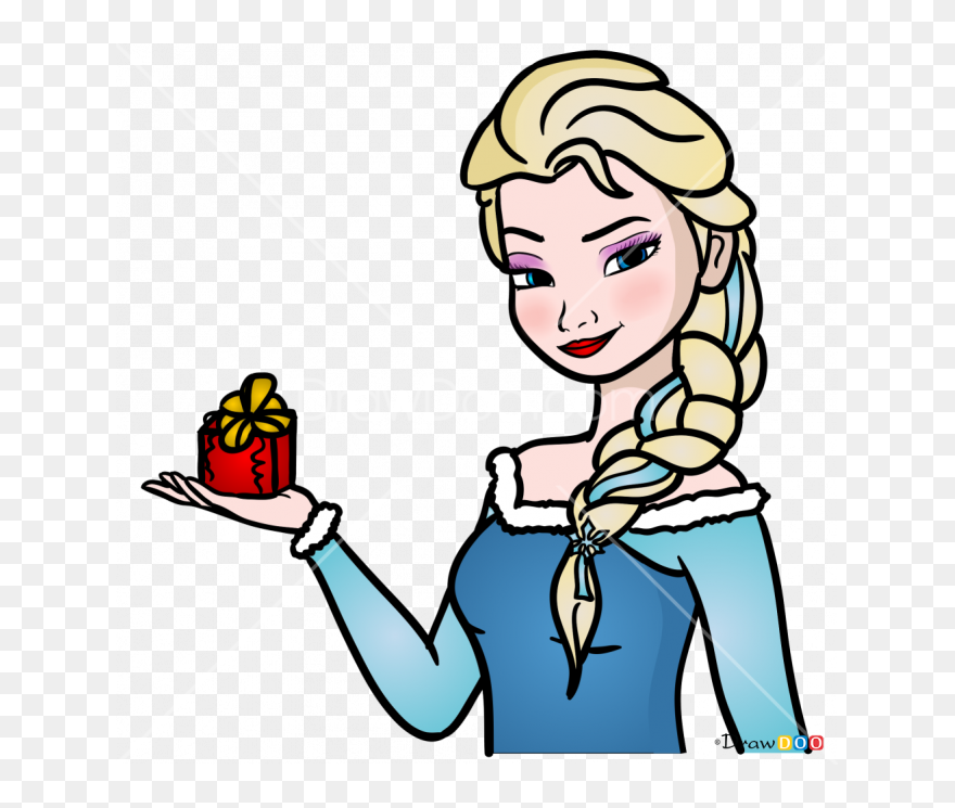 How To Draw Frozen Elsa, Christmas Cartoons - Elsa Christmas Drawing Clipart