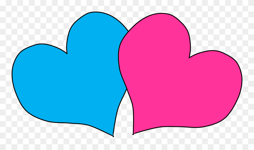 Free Heart Cliparts - Pink And Blue Heart Clipart - Png Download