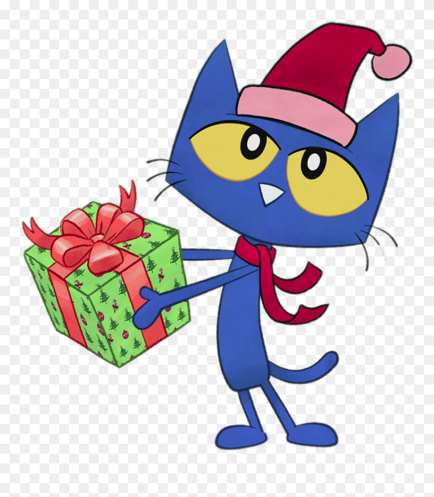 Pete The Cat With Christmas Present - Dan Povenmire And Jeff Swampy Marsh Drawing Clipart