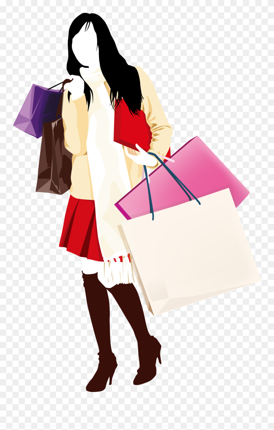 Shopping Woman Png Download - 时尚 人物 矢量 图 Clipart
