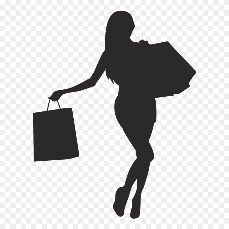 Download Silhouette Bag Shopping Woman Shopping Silhouette Png