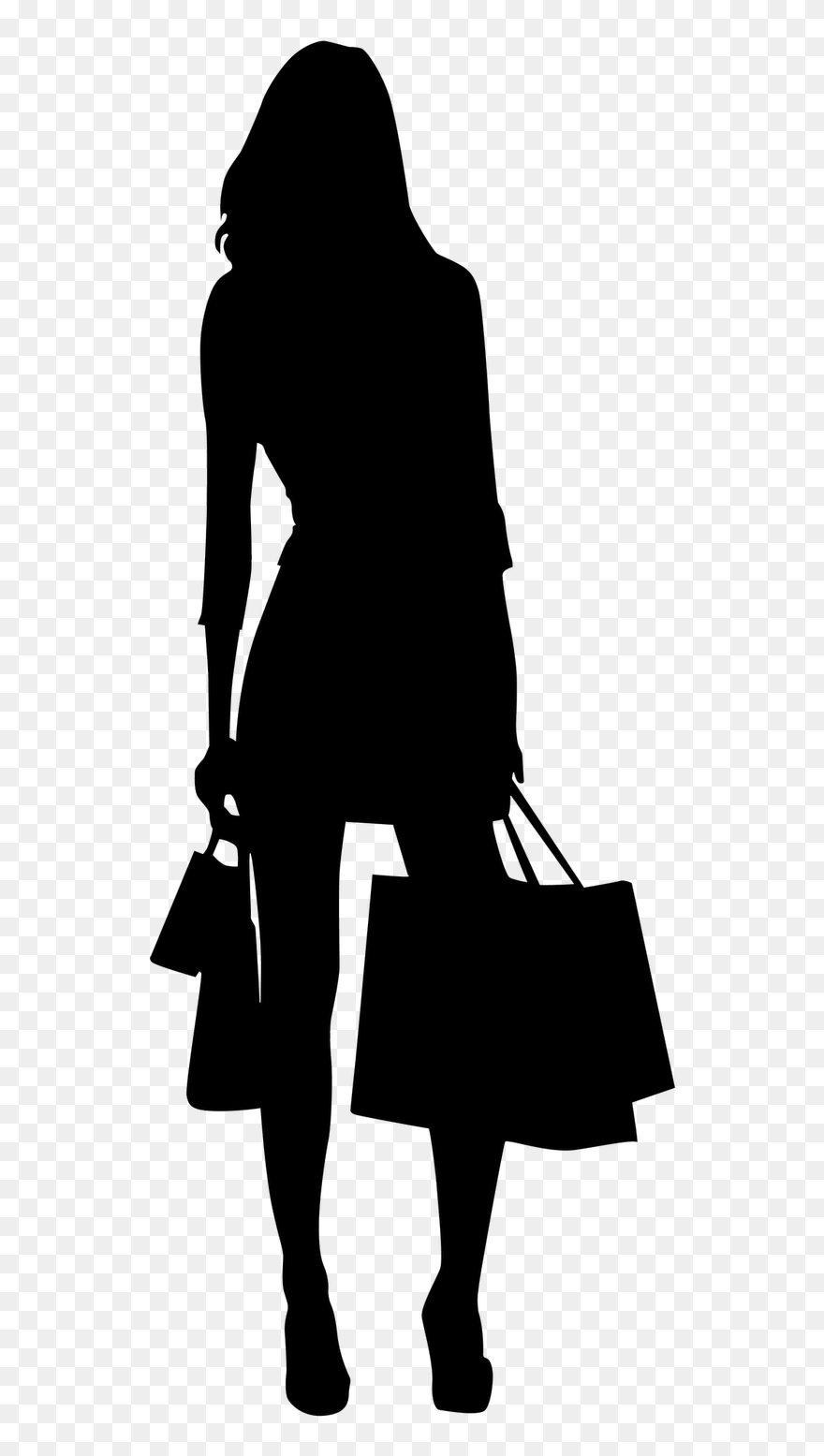 Shop Clipart Woman - Woman Shopping Silhouette - Png Download