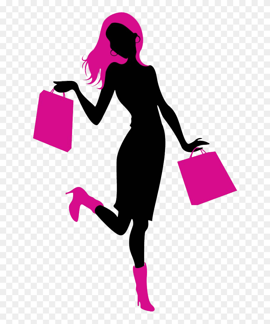 Image Of Girl In Boots Holding Shopping Bags From Fabulous - Shopping Girl Silhouette Png Clipart
