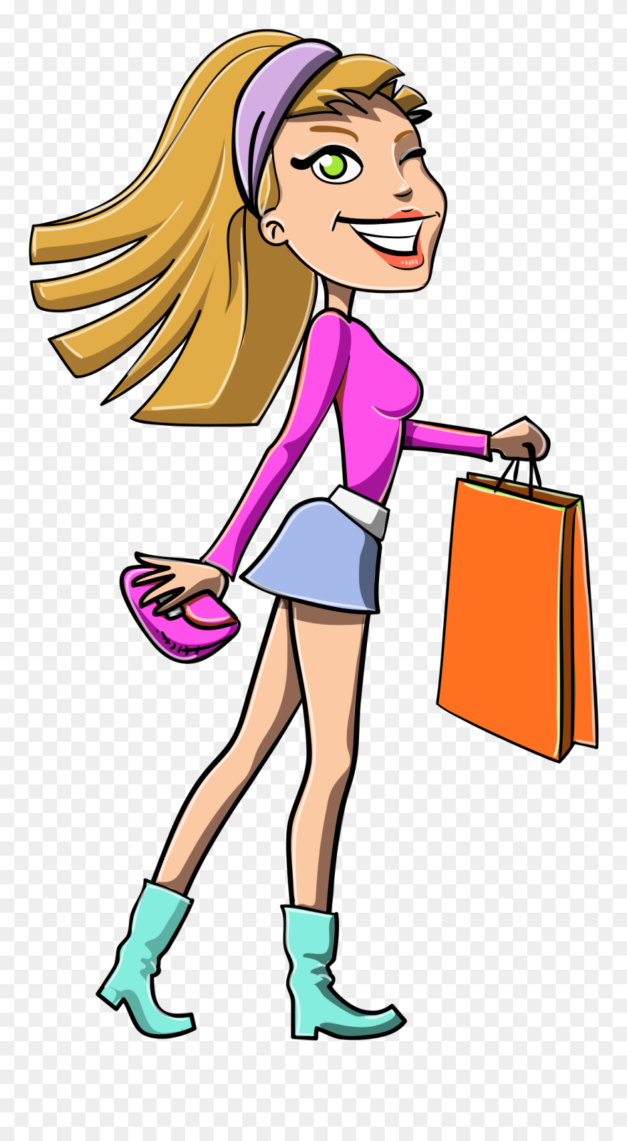 Girl Shopping Vector Png Transparent Image - Girls Shopping Vector Png Clipart