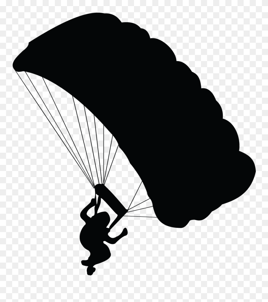 Parachute Landing Fall Png - Sky Diving Silhouette Png Clipart