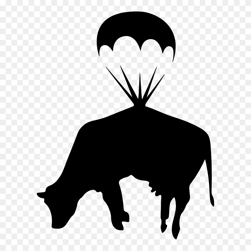 Banksy Cow With Parachute Vinyl Wall Art Decal - Banksy Cow Parachute Clipart