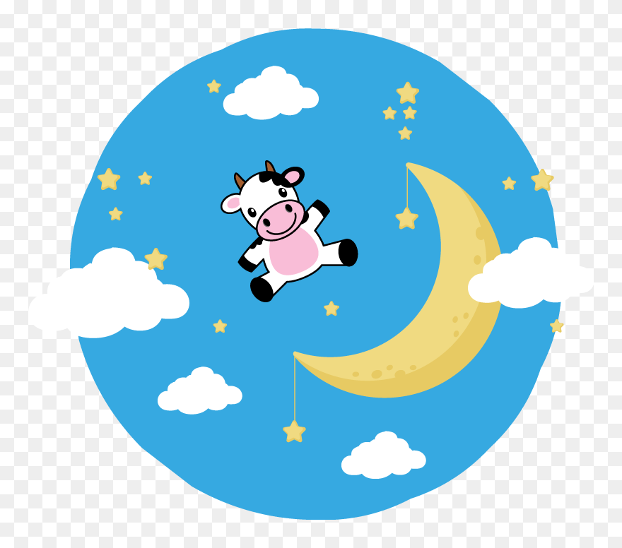Cow On The Moon Wall Sticker Clipart