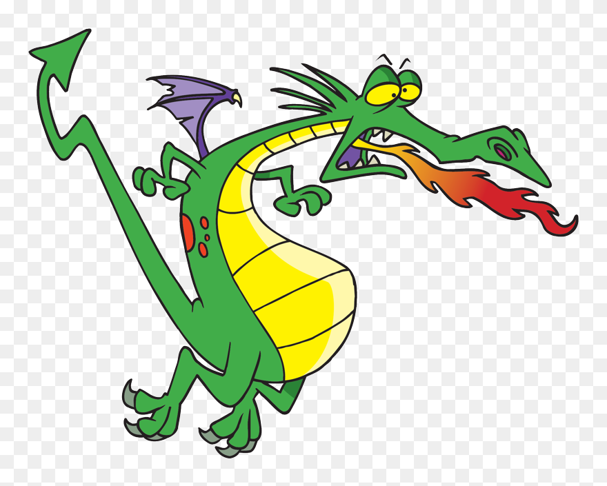 Cartoon Dragon Breathing Fire Clipart