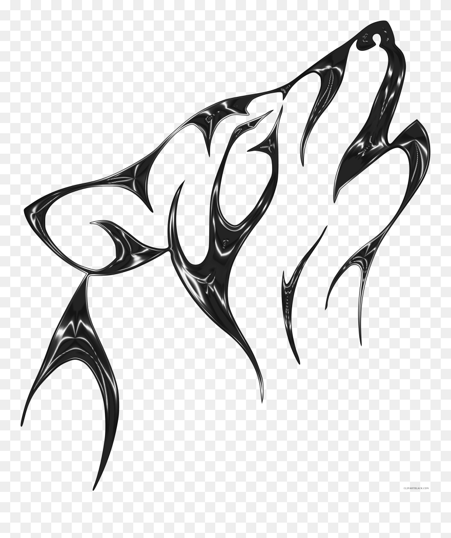 Tribal Wolf Animal Free Black White Clipart Images - Wolf Tattoo - Png Download