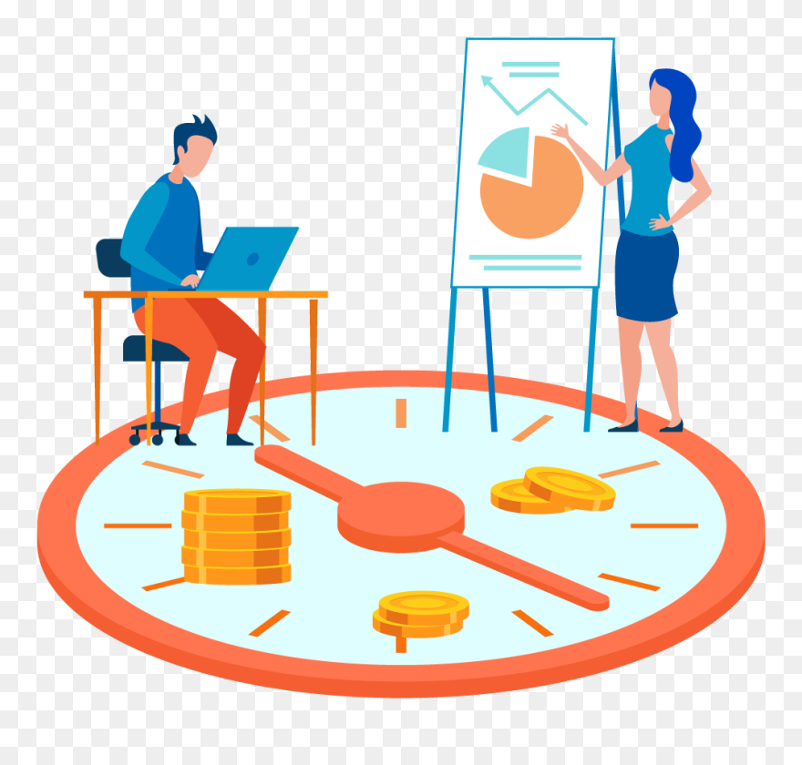 Illustration Of People Comparing Charts And Money On Clipart