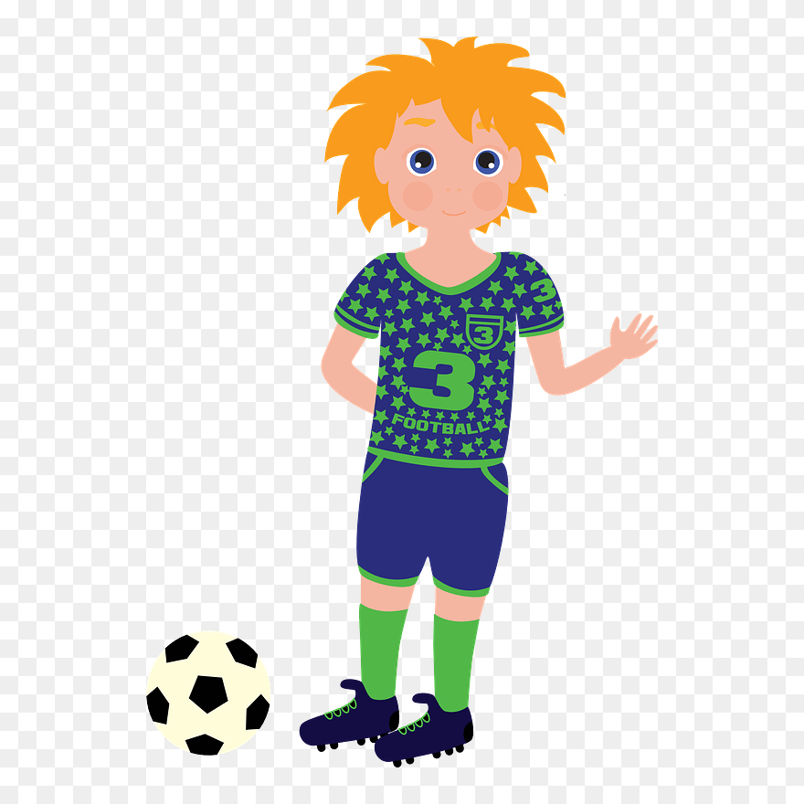 Boy Football Player Clipart - Мальчик С Мячом Png Transparent Png
