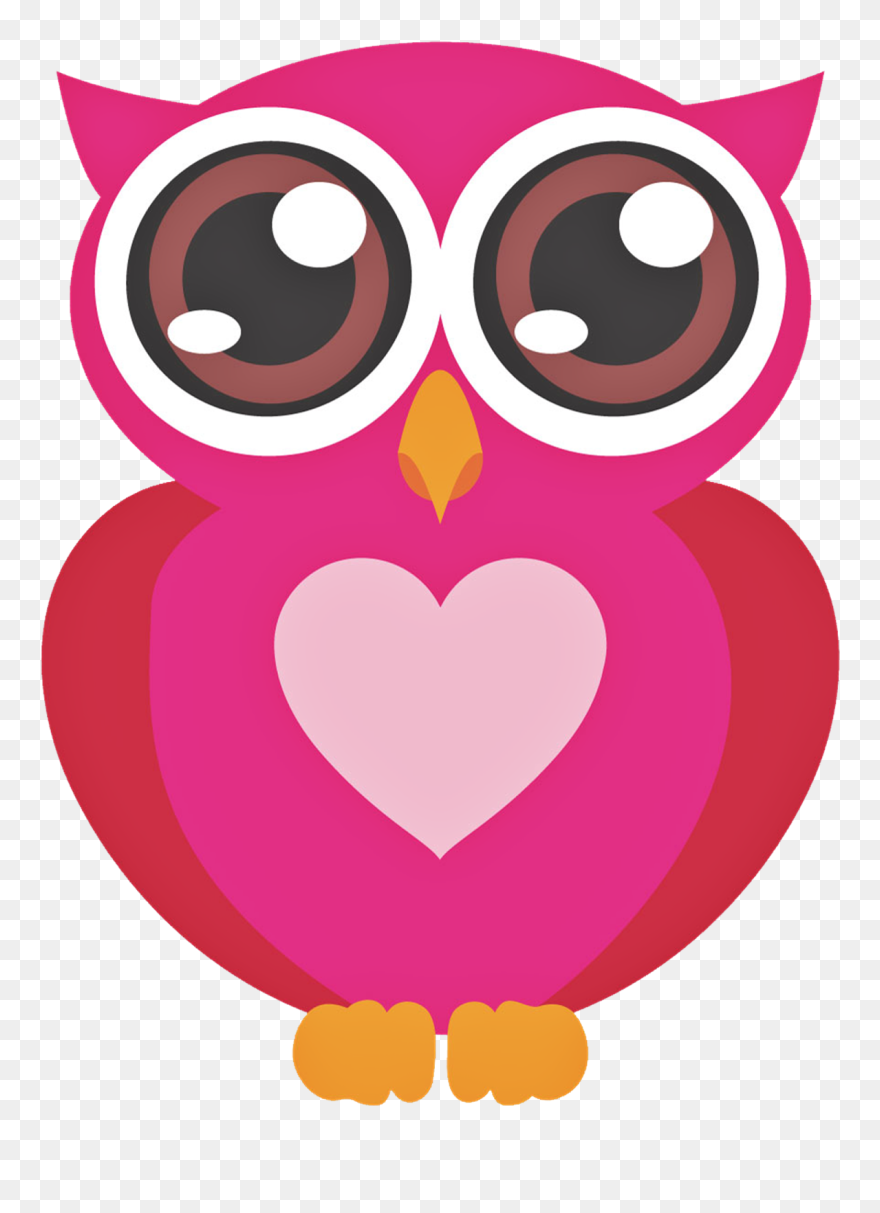 Pink Owls - - Owl Pink With Heart Clipart