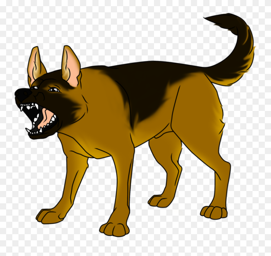 Snarling German Shepherd Clipart - Cartoon Angry German Shepherd Drawing - Png Download