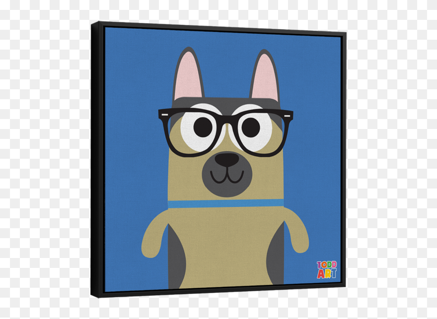 German Shepherd Bow Wow Framed Canvas - Cartoon Clipart