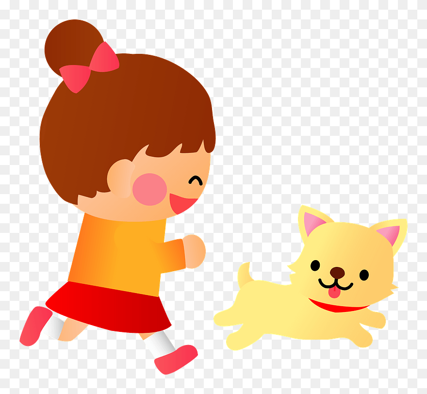 Child Girl Dog Clipart - Dog - Png Download
