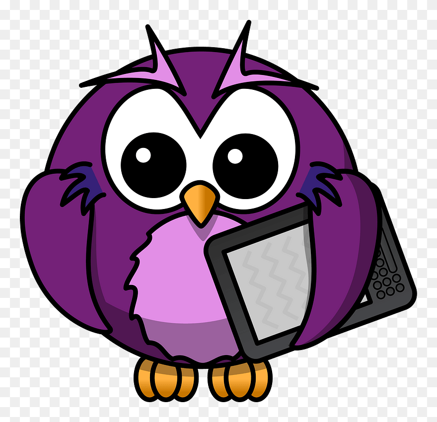 Owl With Book Clipart - Cartoon Owl - Png Download