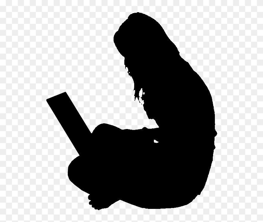Finger Clip Art Silhouette Line Black M - Silhouette Reading Png Transparent Png