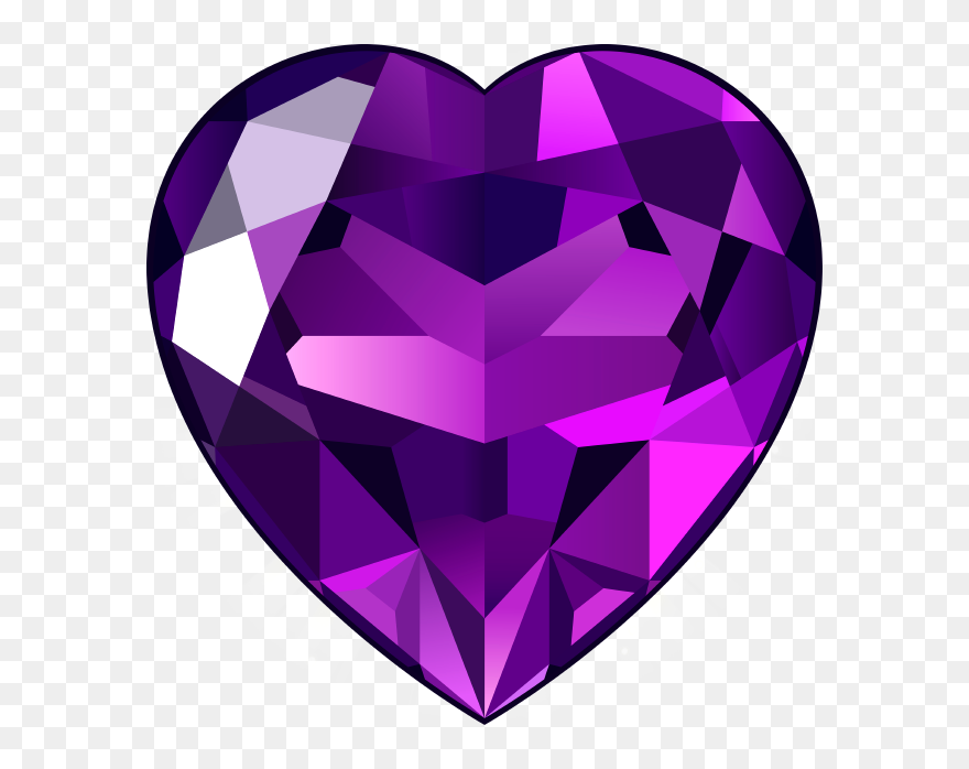 Crystal Clipart Heart - Purple Heart Gem Png Transparent Png