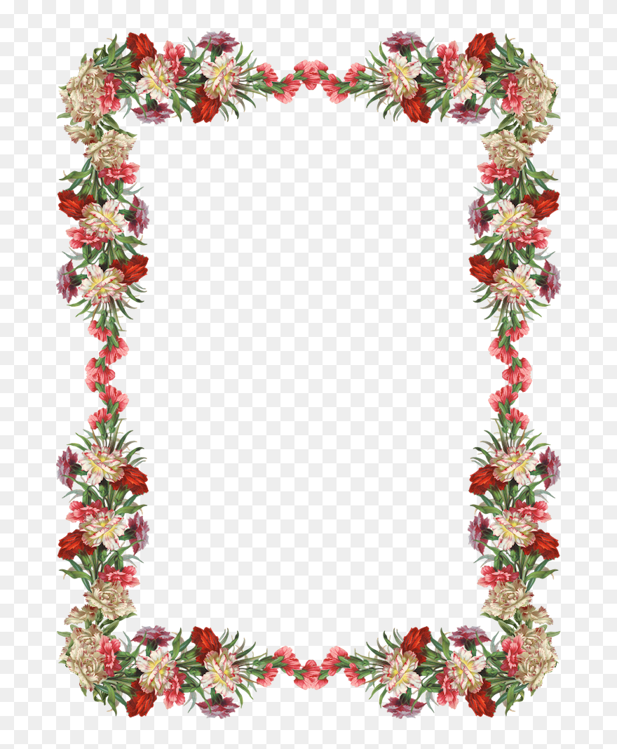 Vintage Flower Border Clipart - Flower Frame Transparent Background - Png Download
