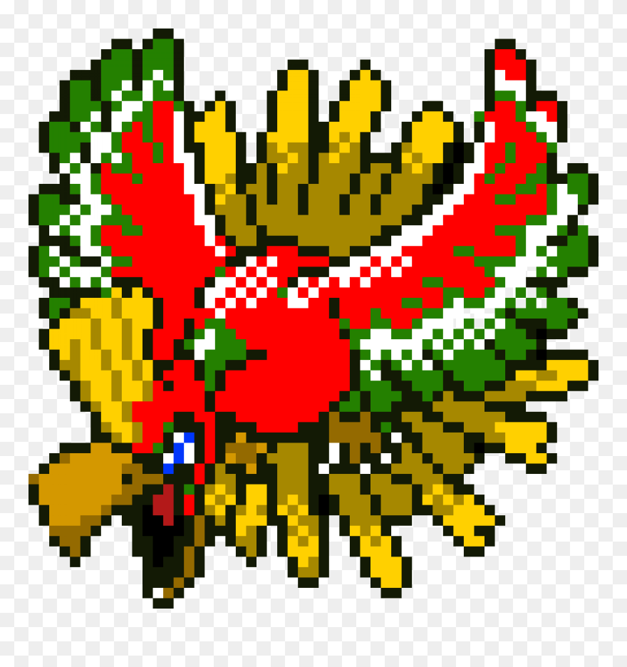 Ho Oh Pixel Art , Png Download - Ho Oh Sprite Pokemon Clipart