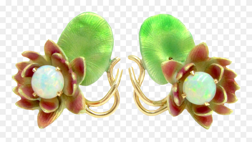 Antique Australian Crystal Opal & Enamel Art Nouveau - Earrings Clipart