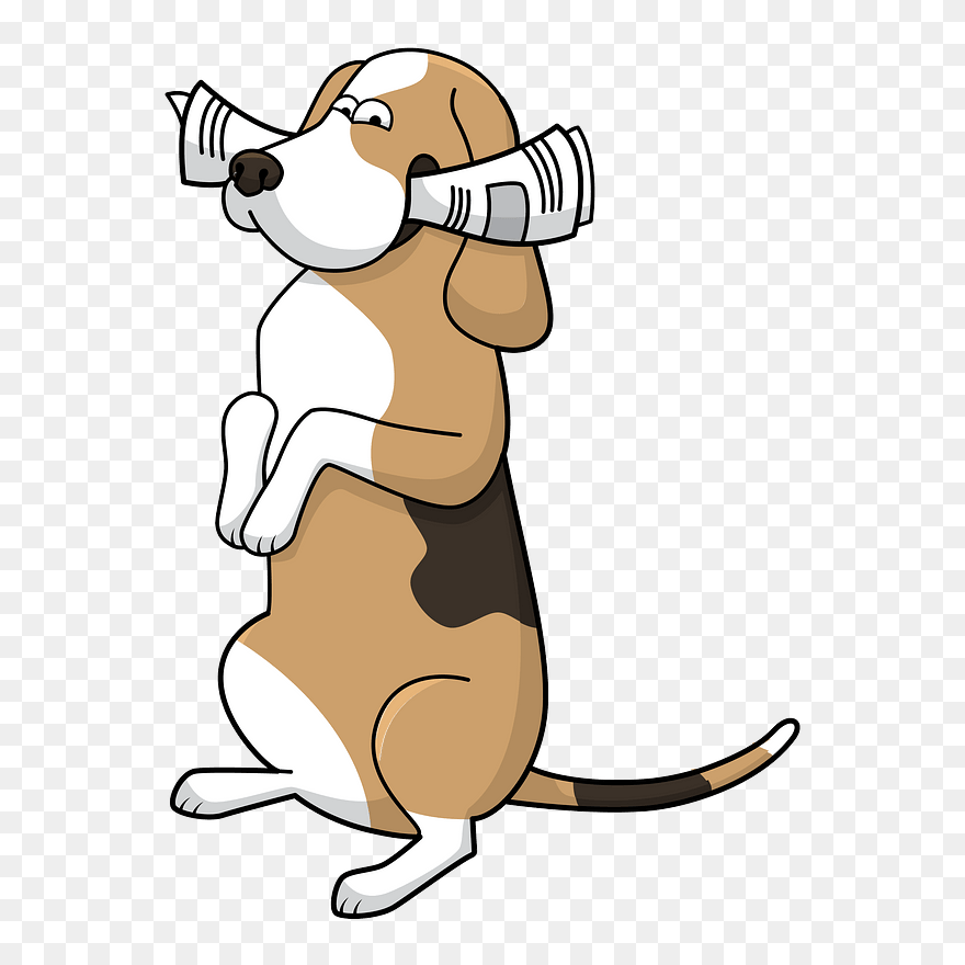 Beagle With A Newspaper Clipart - Dog Illustrations - Png Download