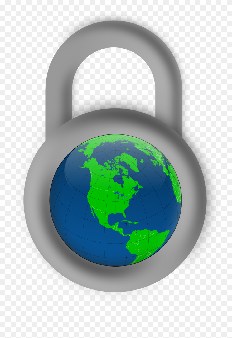 Secure About The Big - World Map With Lock Clipart