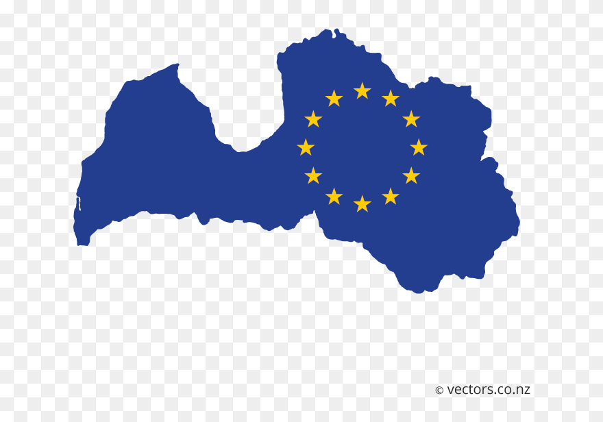 Eu Flag Vector Map Of Latvia - Latvia Map Blank Clipart