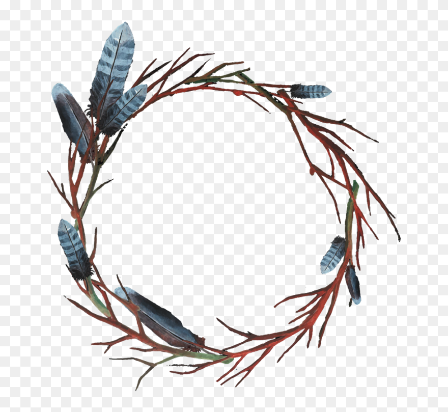 Transparent Feather Wreath Clipart - Feather Frame Png