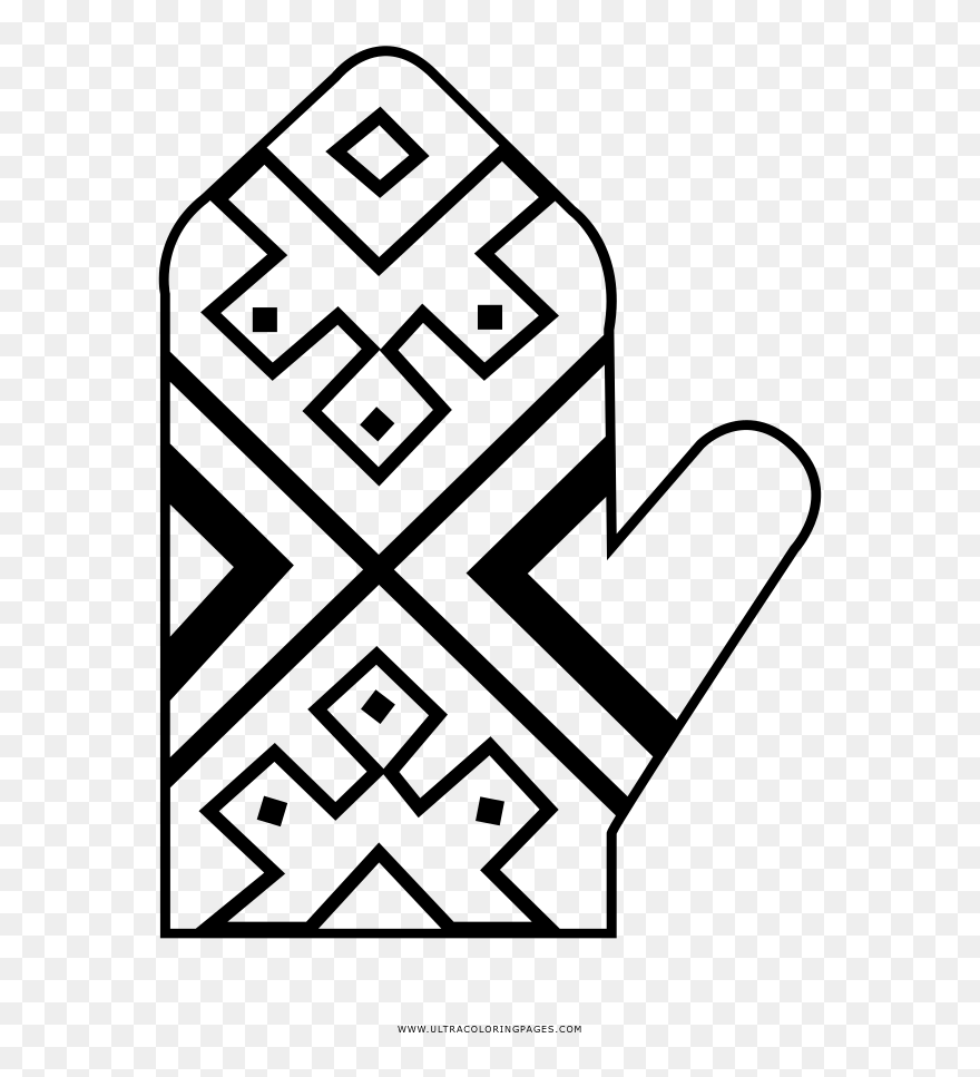 Oven Mitt Coloring Page - Line Art Clipart