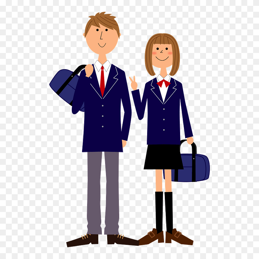 Couple Students Clipart - Clip Art School Uniform - Png Download