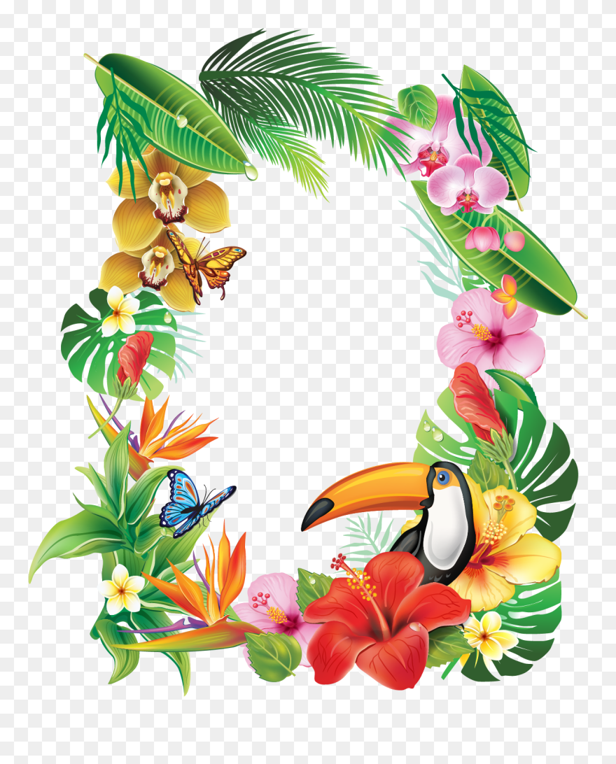Frame Tropical Flower - Tropical Flower Frame Png Clipart