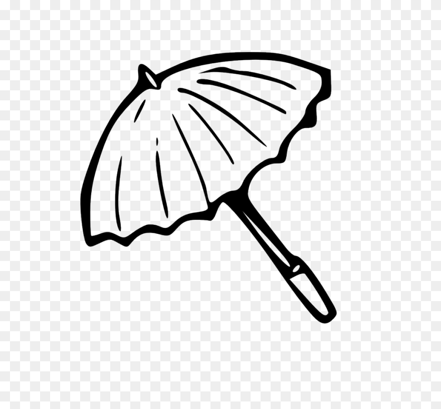 Umbrella Outline Black White Line Art Coloring Book - Coloring Letter U Worksheets Clipart